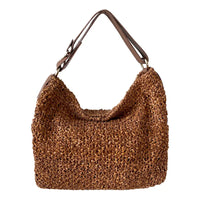 Bolsa Hobo Tricô Couro Alça Regulável Caramelo - Loja