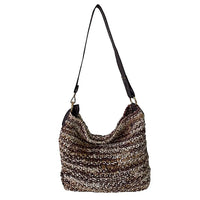 Bolsa Hobo Tricô Couro Alça Regulável Marrom - Vegana