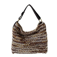 Bolsa Hobo Tricô Couro Alça Regulável Marrom - Vegana