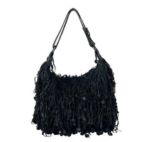 Bolsa Hobo Tricô Couro Moedas Preta - Vegana - Loja Online