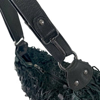 Bolsa Hobo Tricô Couro Moedas Preta - Vegana - Loja Online