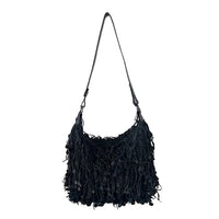 Bolsa Hobo Tricô Couro Moedas Preta - Vegana - Loja Online