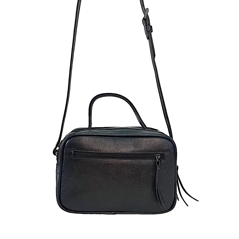 Bolsa Its! Crossbody Couro Média com Divisão Preta - Vegana
