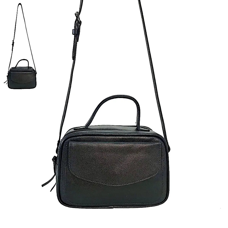 Bolsa Its! Crossbody Couro Média com Divisão Preta - Vegana
