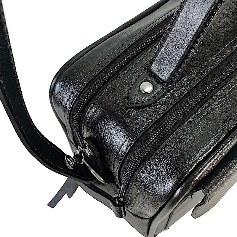 Bolsa Its! Crossbody Couro Média com Divisão Preta - Vegana