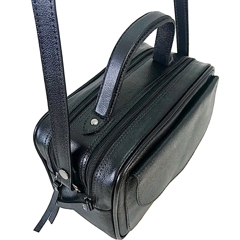 Bolsa Its! Crossbody Couro Média com Divisão Preta - Vegana