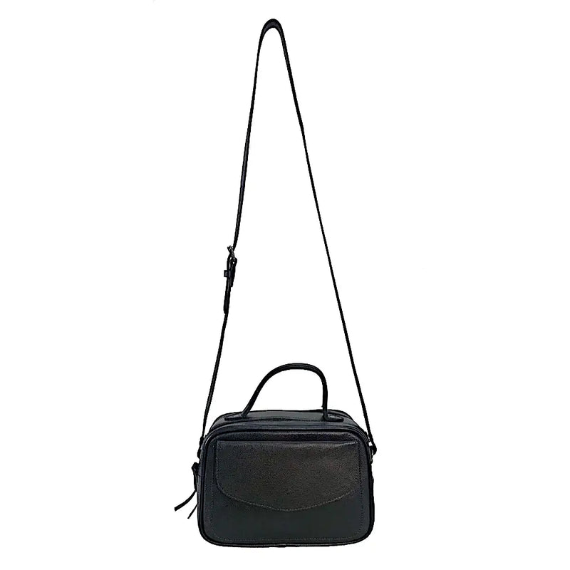 Bolsa Its! Crossbody Couro Média com Divisão Preta - Vegana