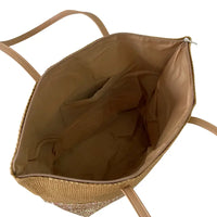 Bolsa tote grande em palha dourado e caramelo - loja online