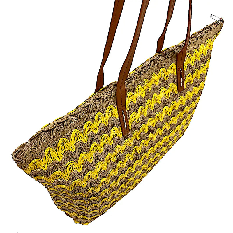 Bolsa Its! Palha Listrada Amarelo - Vegana - Loja Online