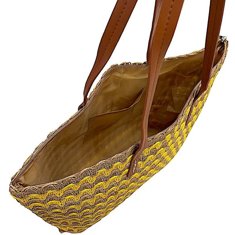 Bolsa Its! Palha Listrada Amarelo - Vegana - Loja Online