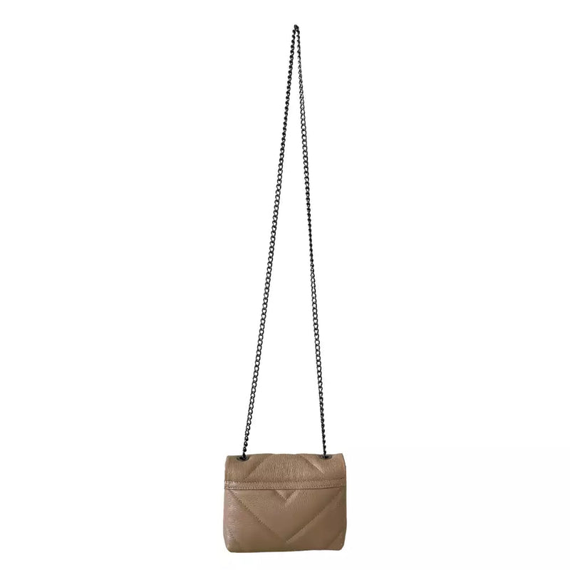 Bolsa Mini Bag Couro Matelassê Bege - Acessorio De Moda -