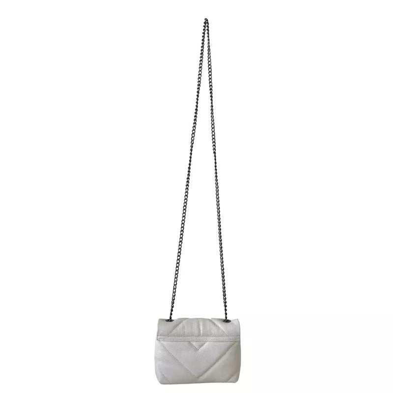 Bolsa Mini Bag Couro Matelassê Off-white - Acessorio De Moda