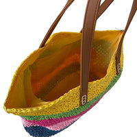 Bolsa palha listras coloridas amarela - loja online - praia