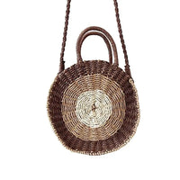 Bolsa Redonda em Palha Marrom Couro Loja Online Its