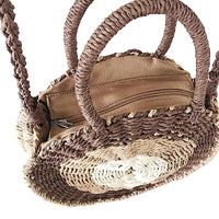 Bolsa Redonda em Palha Marrom Couro Loja Online Its