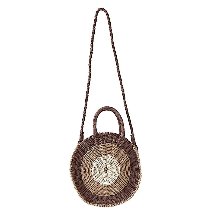 Bolsa Redonda em Palha Marrom - Vegana - Loja Online - Its