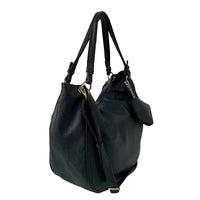 Bolsa shopper tote couro vegano preta com alça tiracolo