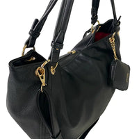 Bolsa shopper tote couro vegano preta com alça tiracolo