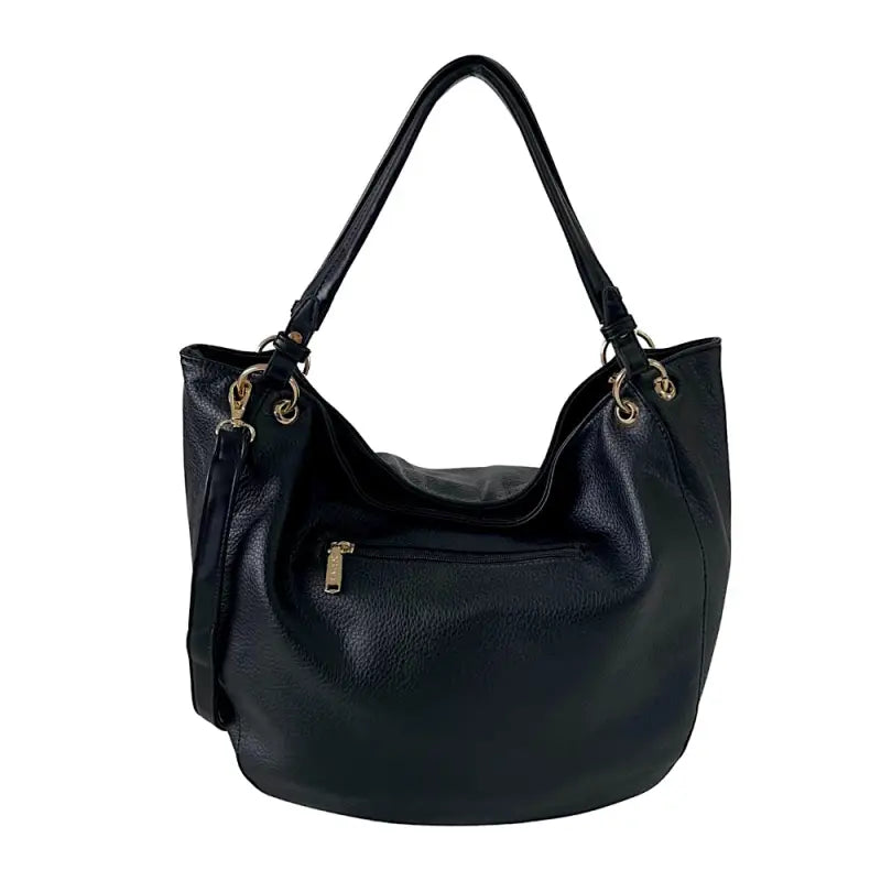 Bolsa shopper tote couro vegano preta com alça tiracolo