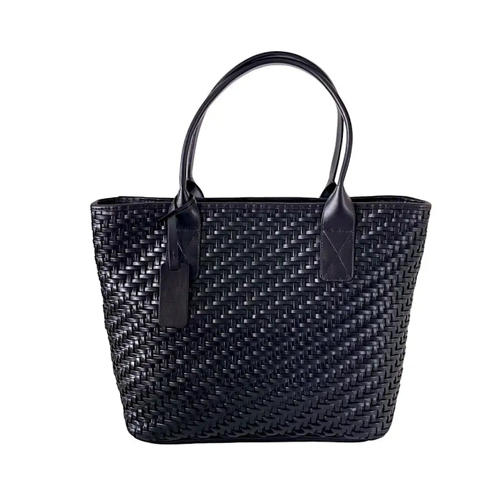 Bolsa Shopping em Couro Trançado Preto - Loja Online - Its