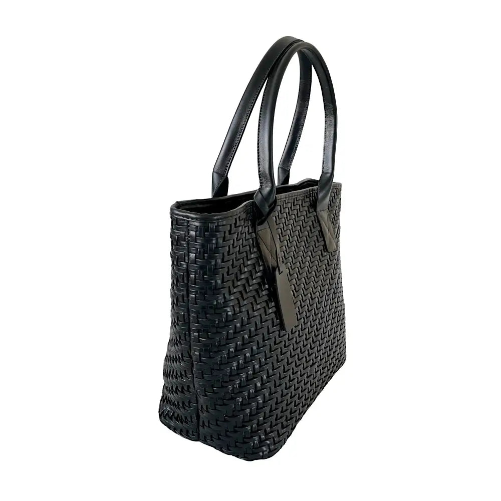 Bolsa Shopping em Couro Trançado Preto - Loja Online - Its