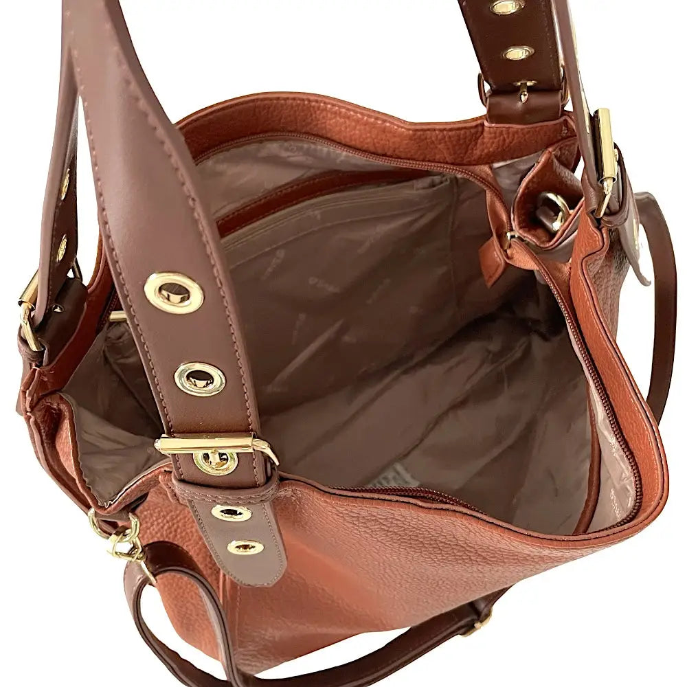 Bolsa Shopping Grande Alça com Ilhós Caramelo - Vegana
