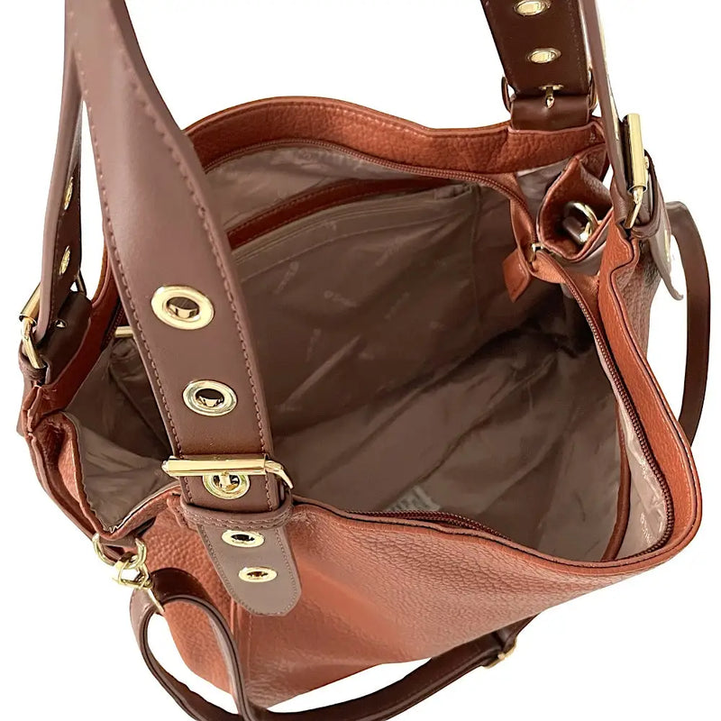 Bolsa Shopping Grande Alça com Ilhós Caramelo - Vegana