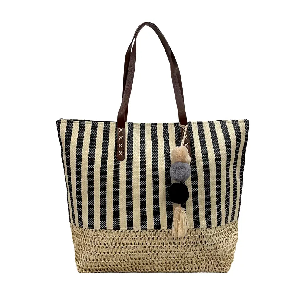 Bolsa Shopping Listras Preta - Vegana - Loja Online - Its