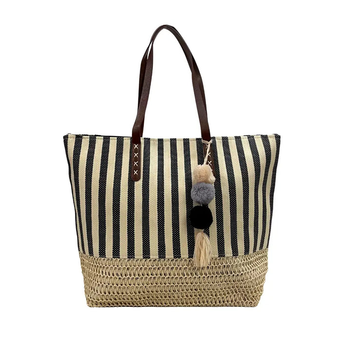 Bolsa Shopping Listras Preta - Vegana - Loja Online - Its