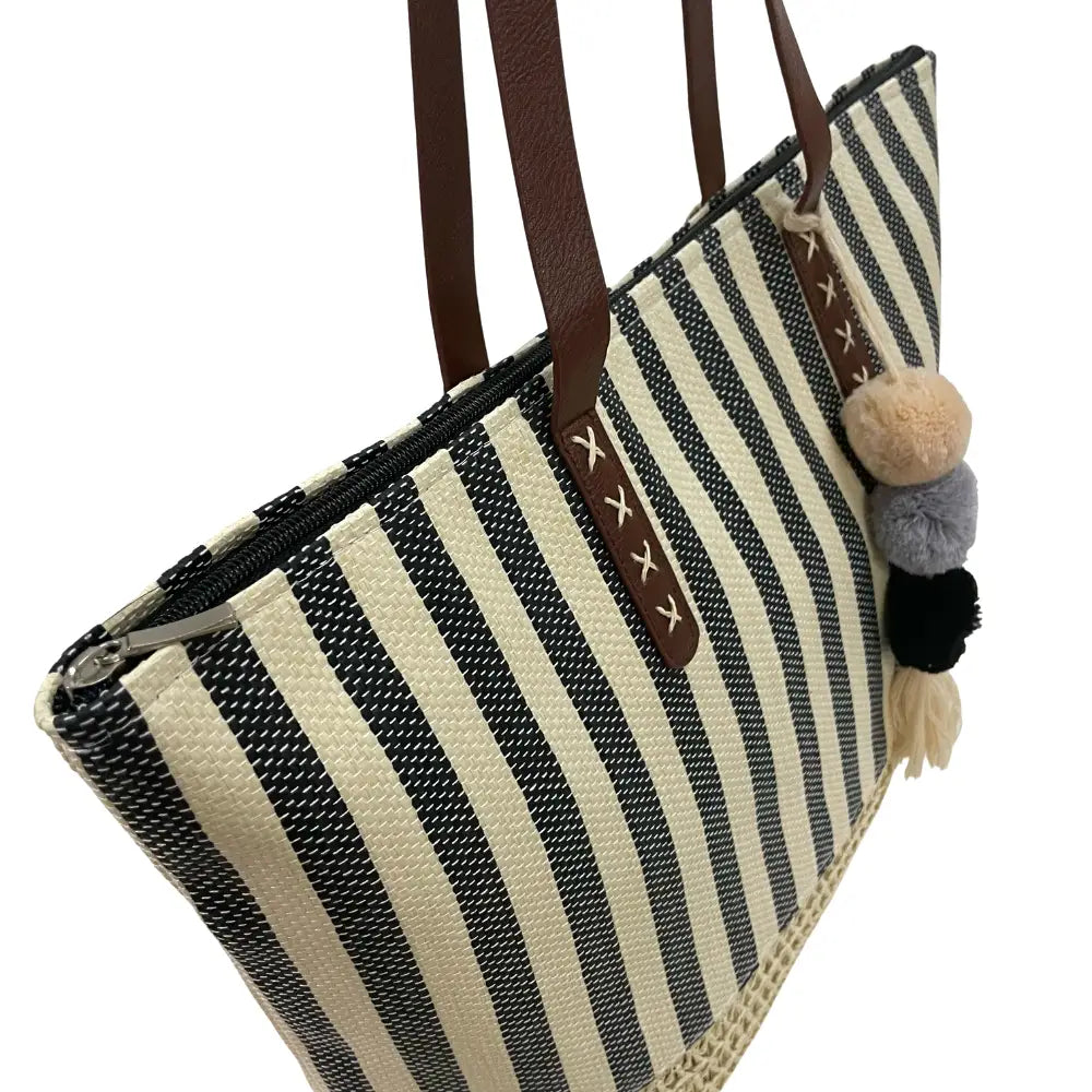 Bolsa Shopping Listras Preta - Vegana - Loja Online - Its