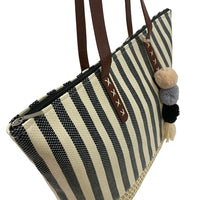 Bolsa Shopping Listras Preta - Vegana - Loja Online - Its