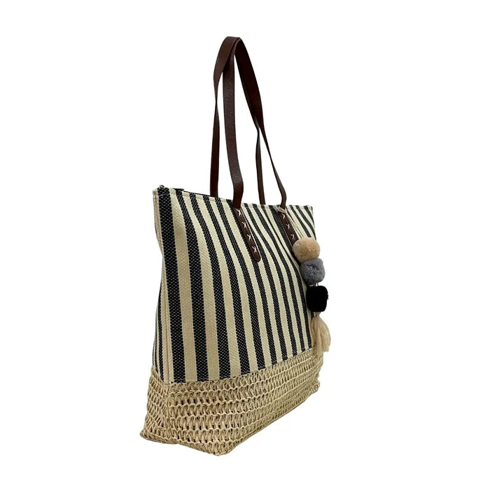 Bolsa Shopping Listras Preta - Vegana - Loja Online - Its