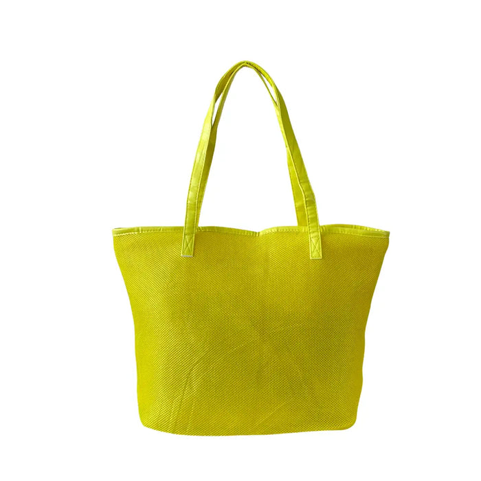 Bolsa Shopping Tecido Mash Amarelo - Acessorio De Moda -