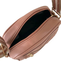 Bolsa Tiracolo com Alça Listrada Nude - Vegana - Loja