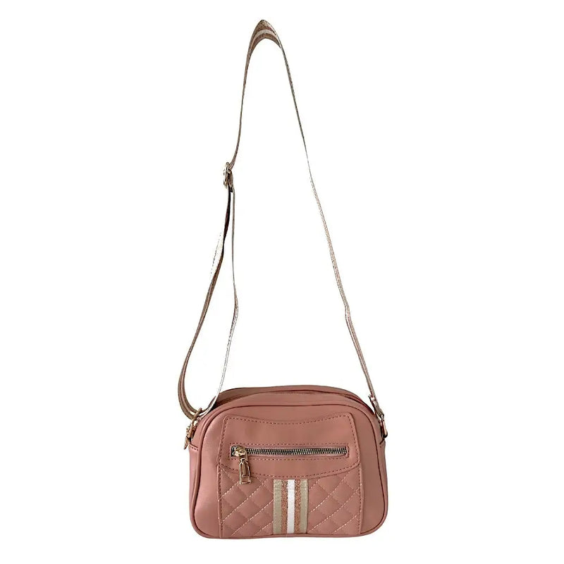 Bolsa Tiracolo com Alça Listrada Nude - Vegana - Loja