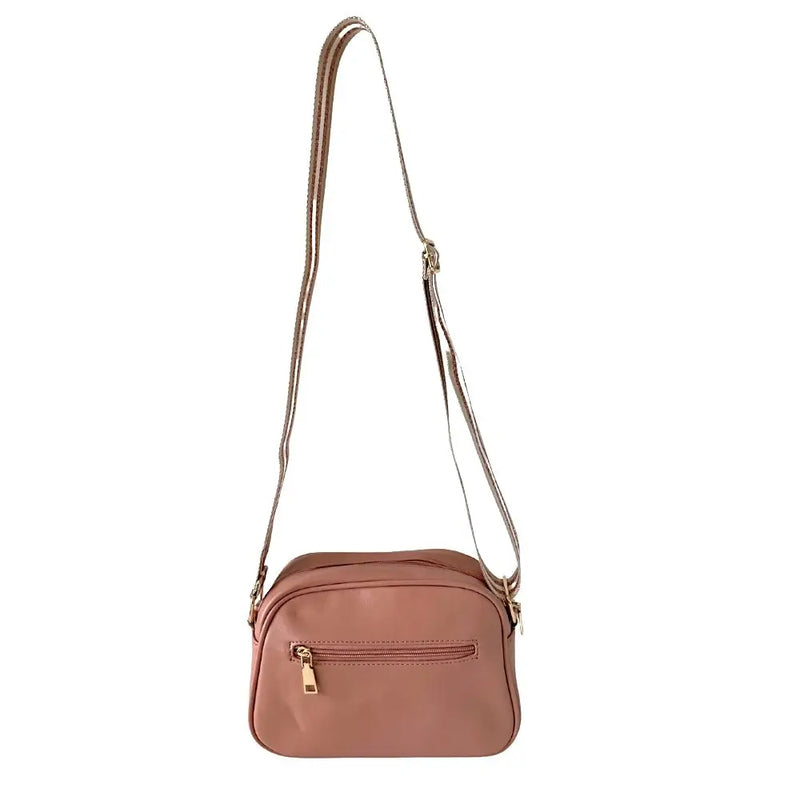 Bolsa Tiracolo com Alça Listrada Nude - Vegana - Loja