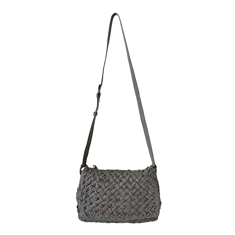 Bolsa Tiracolo Couro Trançado Cinza - Loja Online - Its