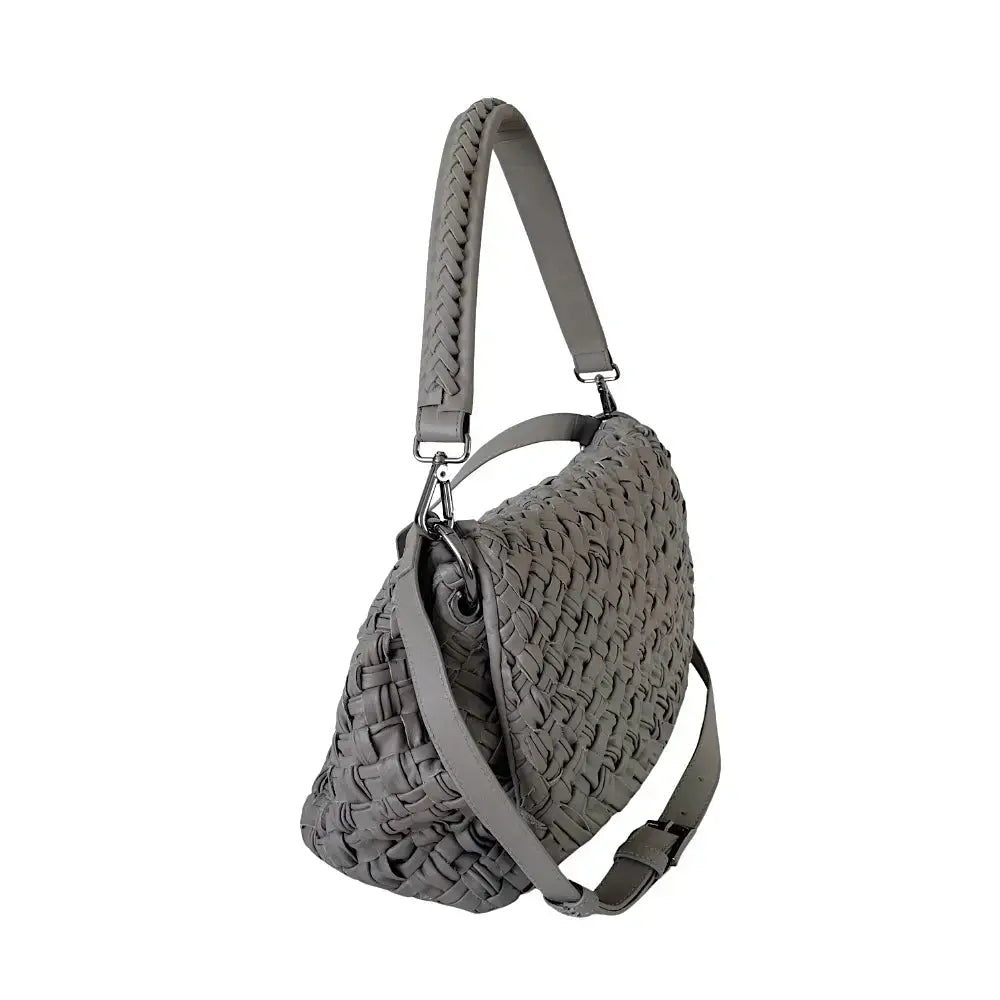 Bolsa Tiracolo Couro Trançado Cinza - Loja Online - Its