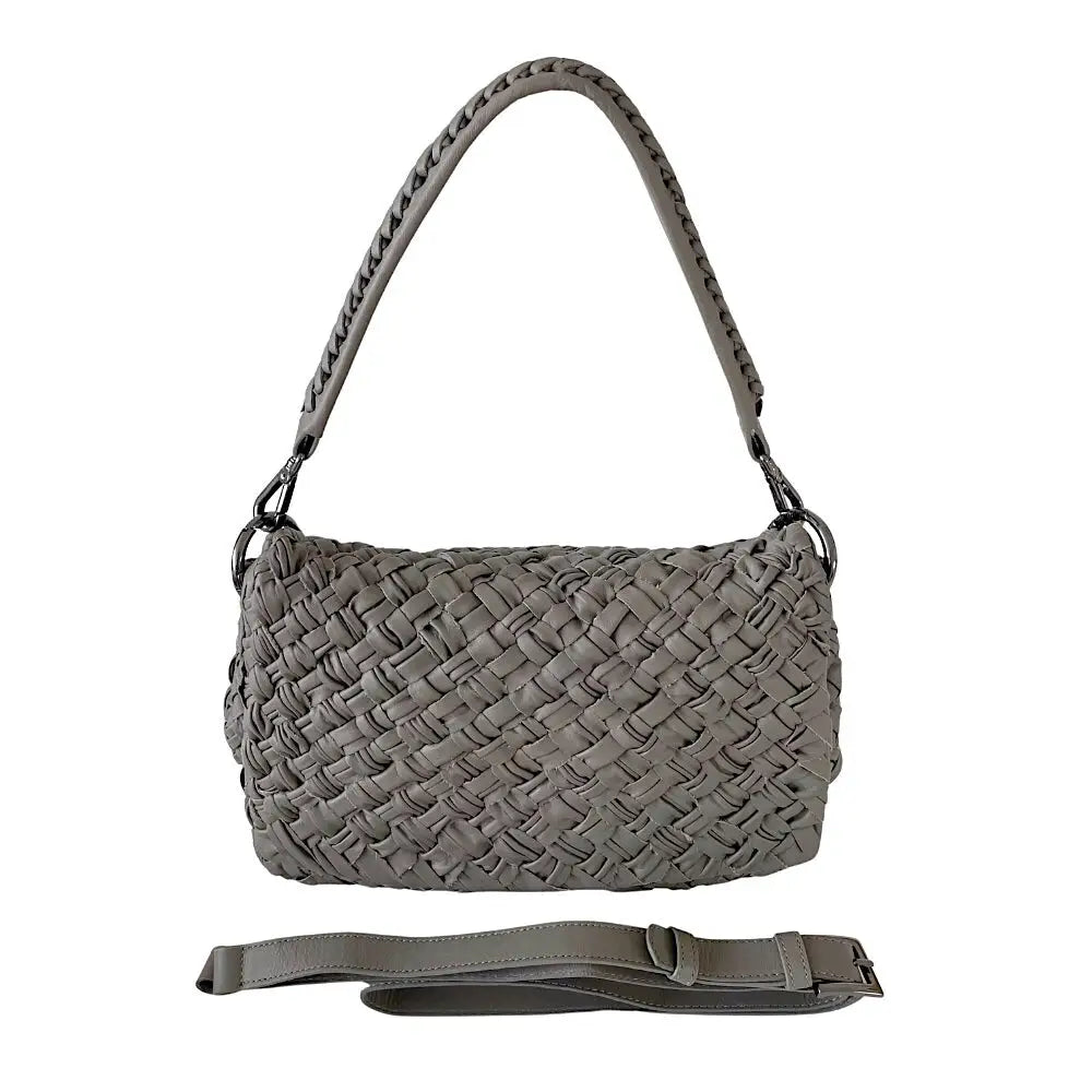 Bolsa Tiracolo Couro Trançado Cinza - Loja Online - Its