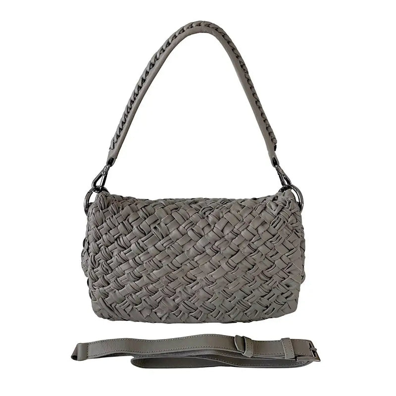 Bolsa Tiracolo Couro Trançado Cinza - Loja Online - Its