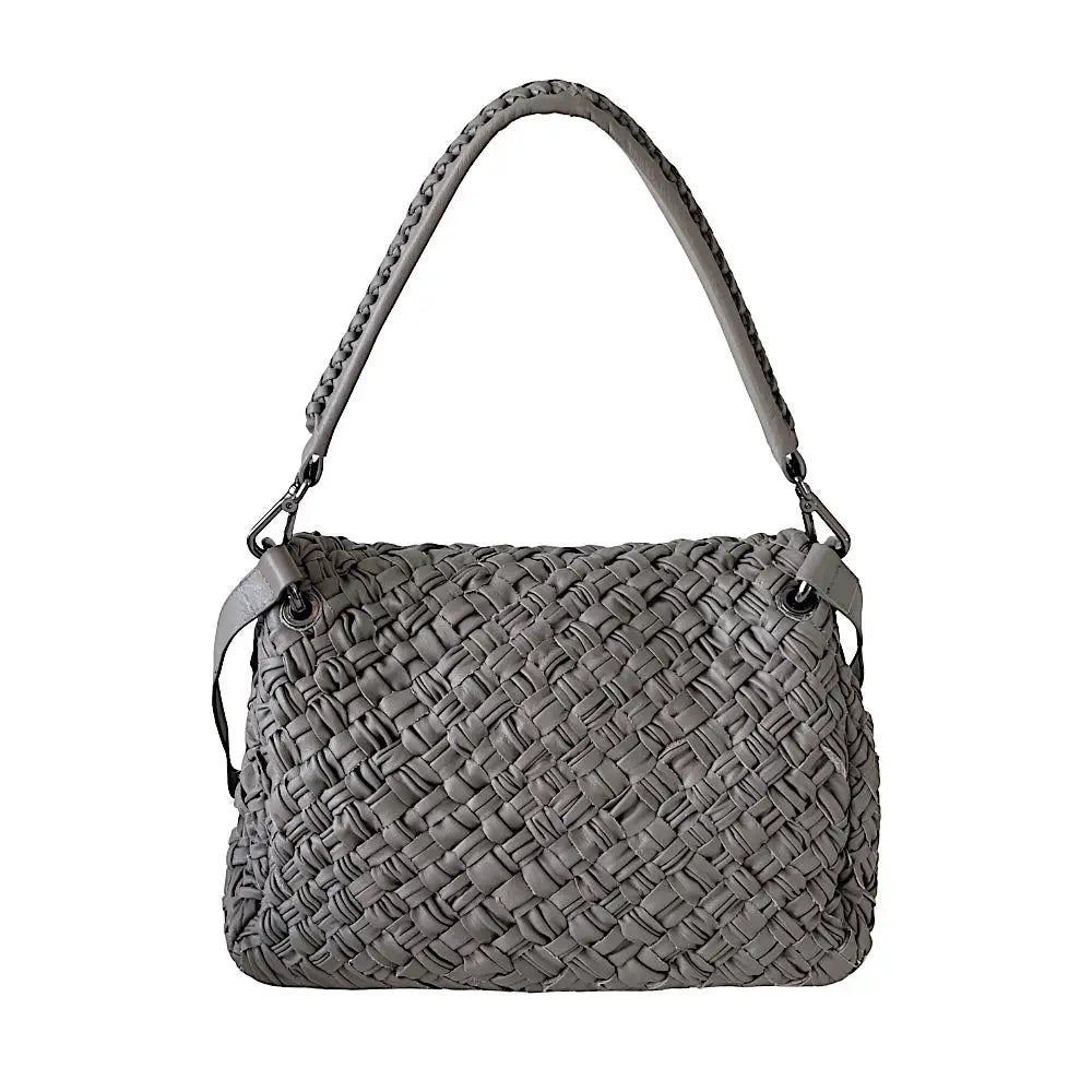 Bolsa Tiracolo Couro Trançado Cinza - Loja Online - Its