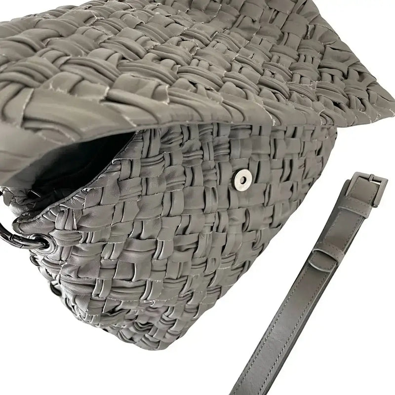 Bolsa Tiracolo Couro Trançado Cinza - Loja Online - Its