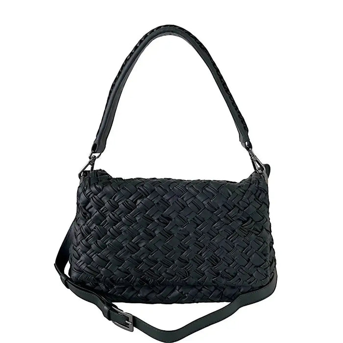 Bolsa Tiracolo Couro Trançado Preto - Loja Online - Its