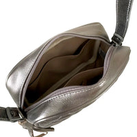 Bolsa Tiracolo Pequena Couro Matelassê Prata - Vegana