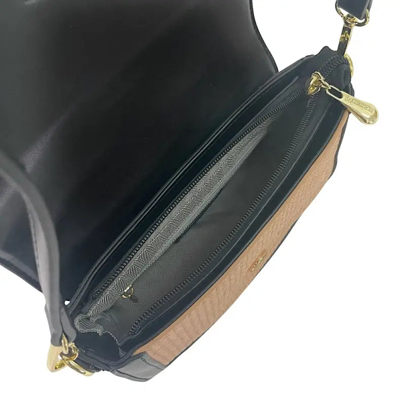 Bolsa Tiracolo Ráfia Sintética Preto Couro Loja Online Its