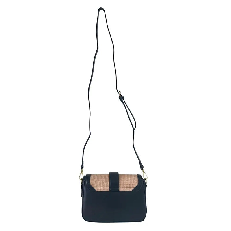 Bolsa Tiracolo Ráfia Sintética Preto - Vegana - Loja Online