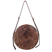 Bolsa Tiracolo Redonda Grande Palha Caramelo - Vegana