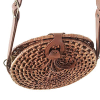 Bolsa Tiracolo Redonda Grande Palha Caramelo - Vegana