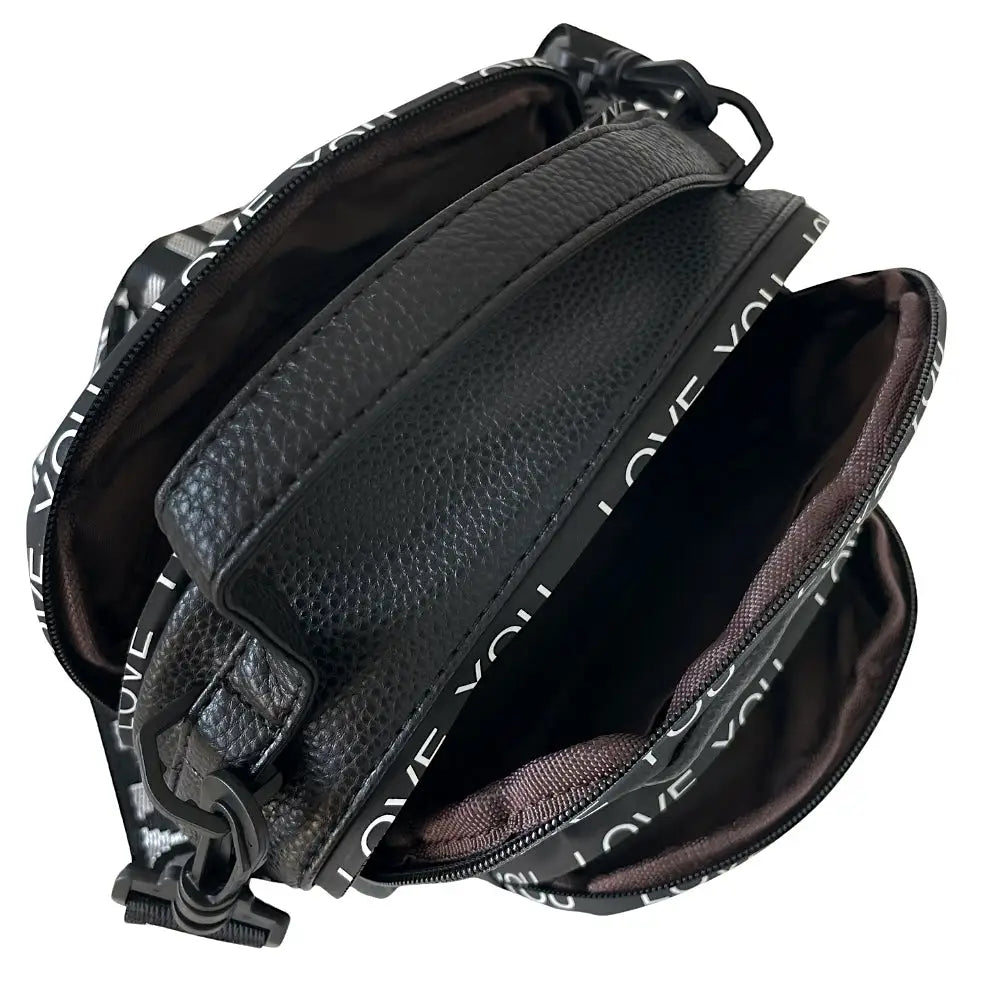 Bolsa Tiracolo com Três Divisões Preto - Vegana - Loja