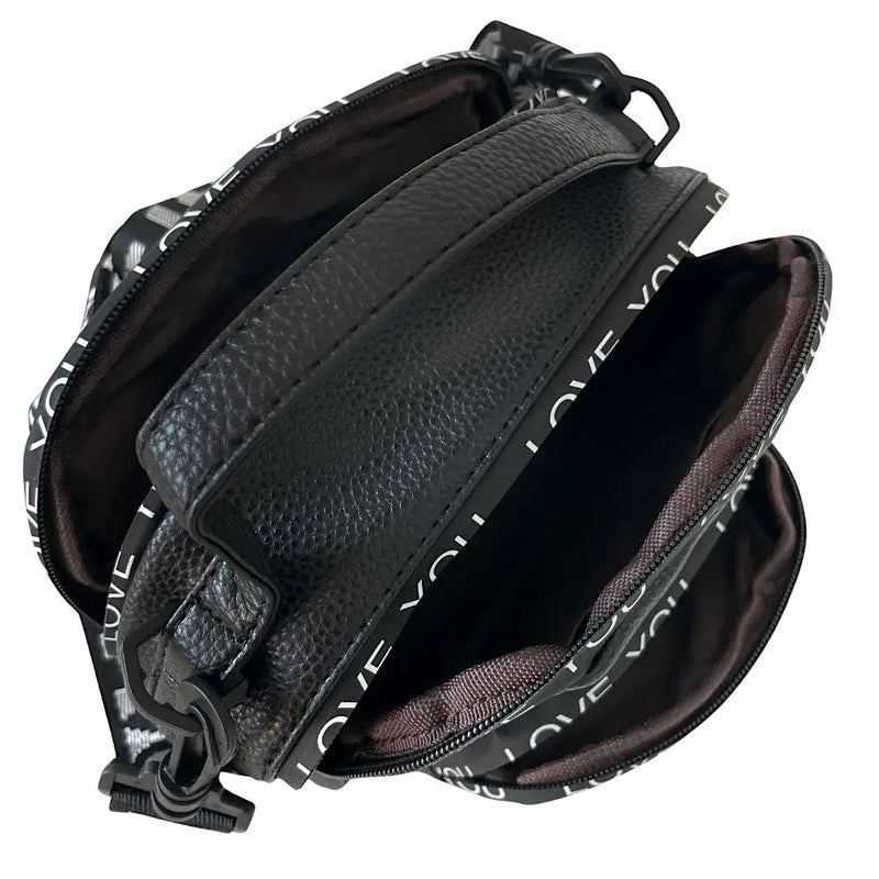 Bolsa Tiracolo com Três Divisões Preto - Vegana - Loja